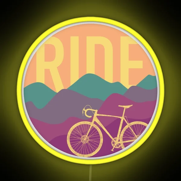 Ride Cyclocross Bicycle Retro Colors RGB Neon Sign