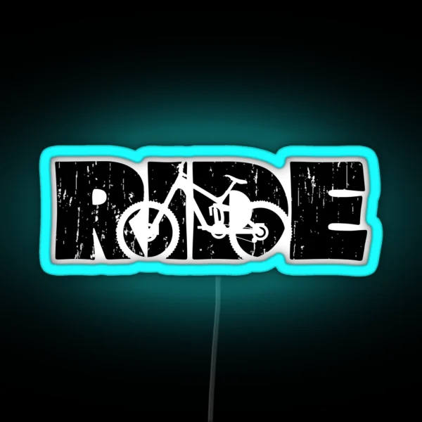 Ride Your MTB Mountain Bike Black Graphic RGB Neon Sign