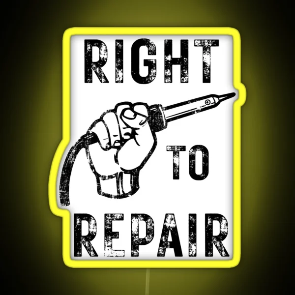 Right To Repair Fist With Soldering Iron RGB Neon Sign