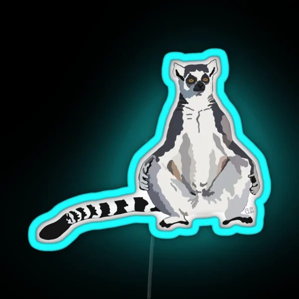 Ringtail Lemur Lemur Catta RGB Neon Sign