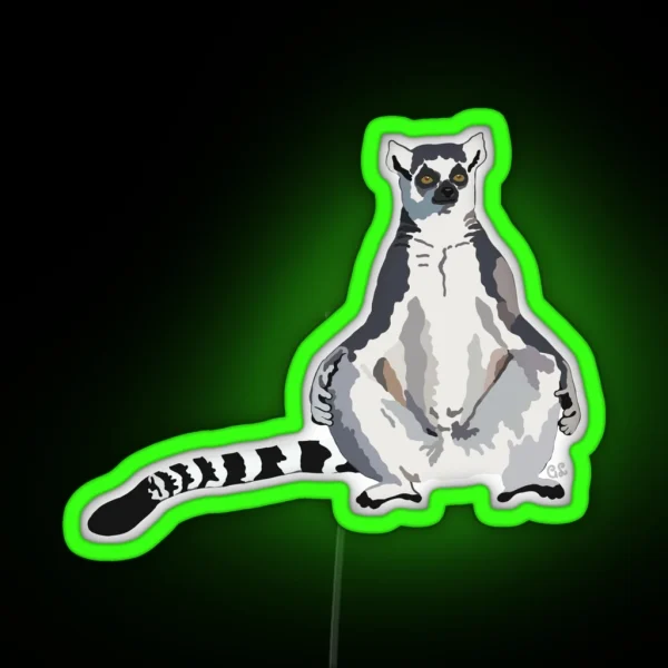 Ringtail Lemur Lemur Catta RGB Neon Sign