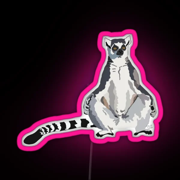 Ringtail Lemur Lemur Catta RGB Neon Sign