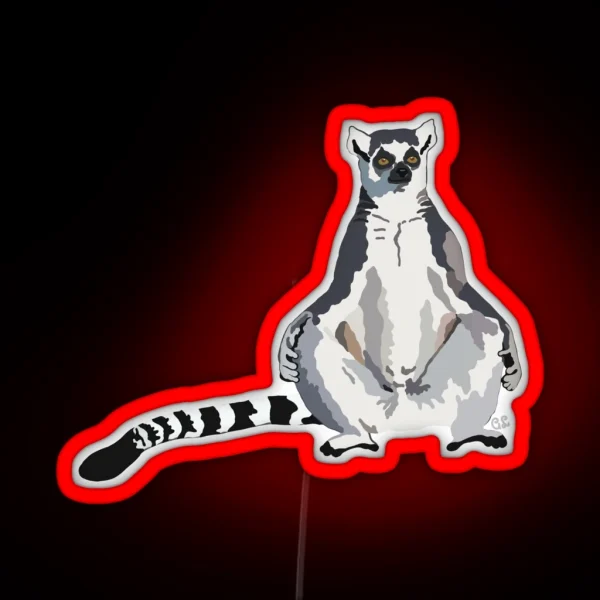 Ringtail Lemur Lemur Catta RGB Neon Sign