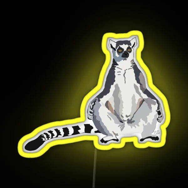 Ringtail Lemur Lemur Catta RGB Neon Sign