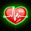 rn heart rgb neon sign with green background