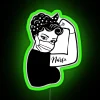 A registered nurse (RN) depicted in a vibrant neon green sign, symbolizing essential healthcare work and resilience on the...
