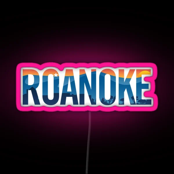 Roanoke Pride Illustration With Mountains Star City RGB Neon Sign
