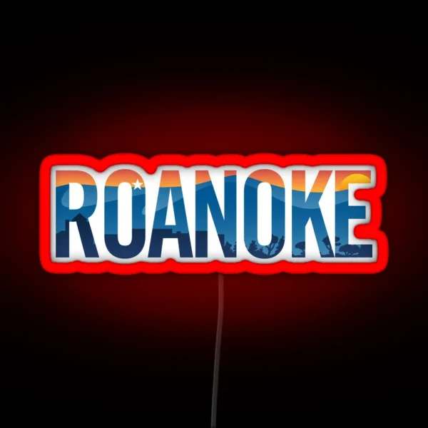 Roanoke Pride Illustration With Mountains Star City RGB Neon Sign