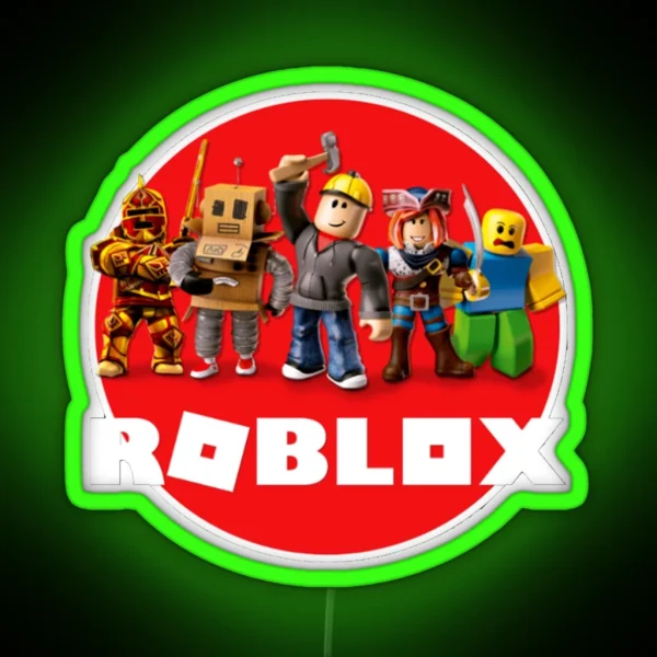Roblox All Characters Roblox Logo RGB Neon Sign