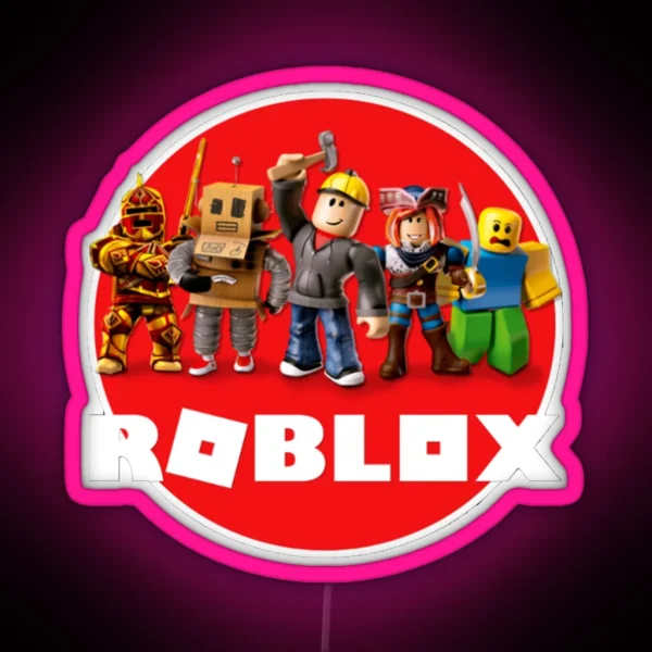 Roblox All Characters Roblox Logo RGB Neon Sign