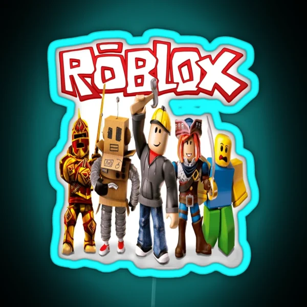 Roblox Characters With Logo RGB Neon Sign