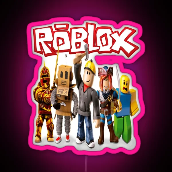 Roblox Characters With Logo RGB Neon Sign