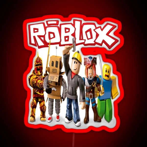 Roblox Characters With Logo RGB Neon Sign