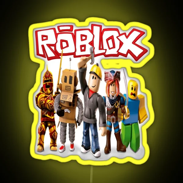 Roblox Characters With Logo RGB Neon Sign