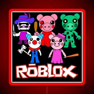 Roblox Piggy Characters Together RGB Neon Sign