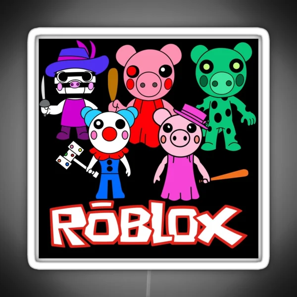 Roblox Piggy Characters Together RGB Neon Sign