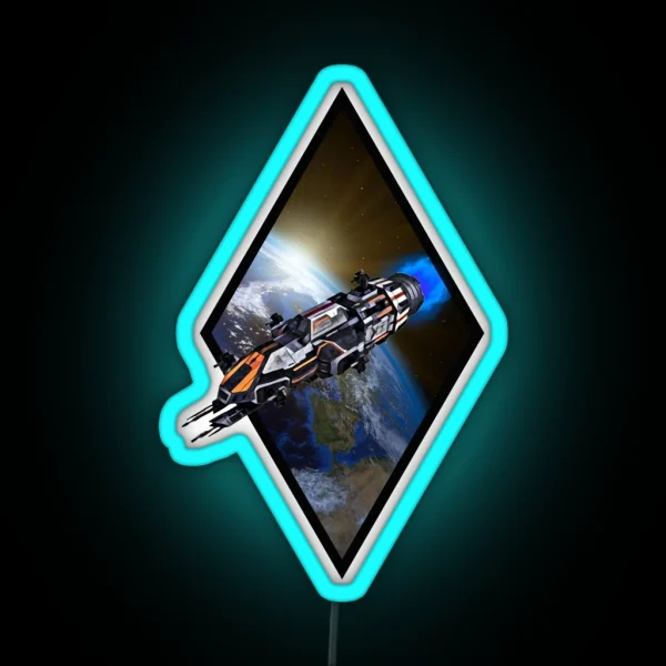 Rocinante Flying From Earth White Sci Fi RGB Neon Sign