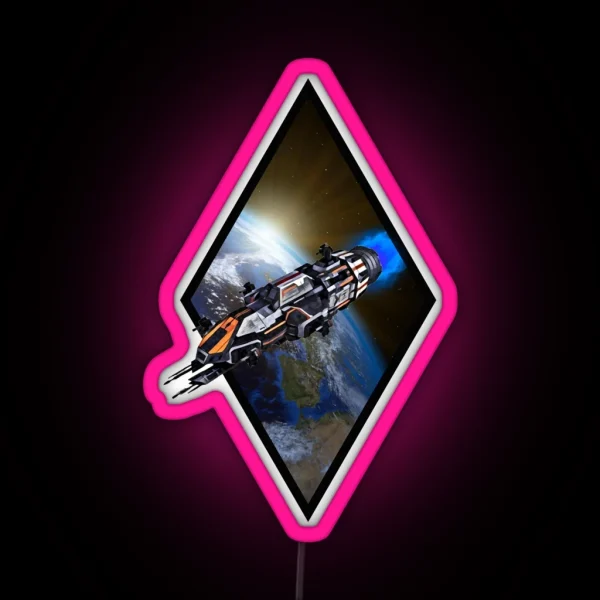 Rocinante Flying From Earth White Sci Fi RGB Neon Sign