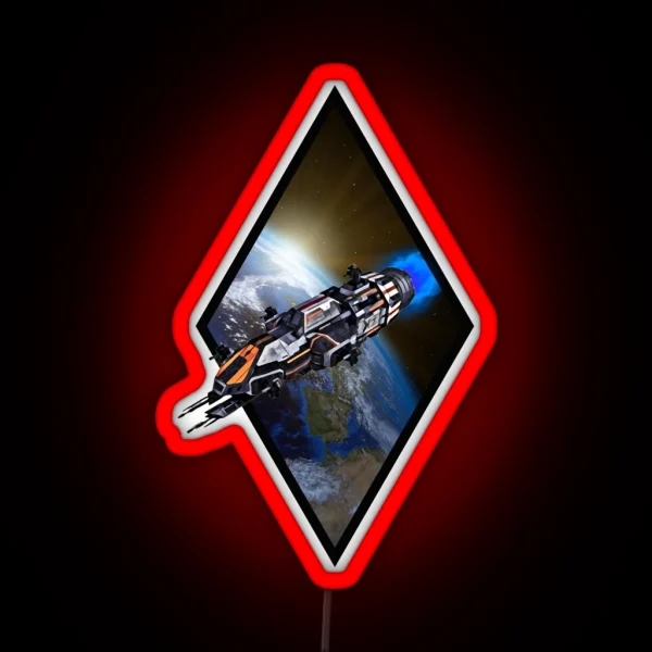 Rocinante Flying From Earth White Sci Fi RGB Neon Sign