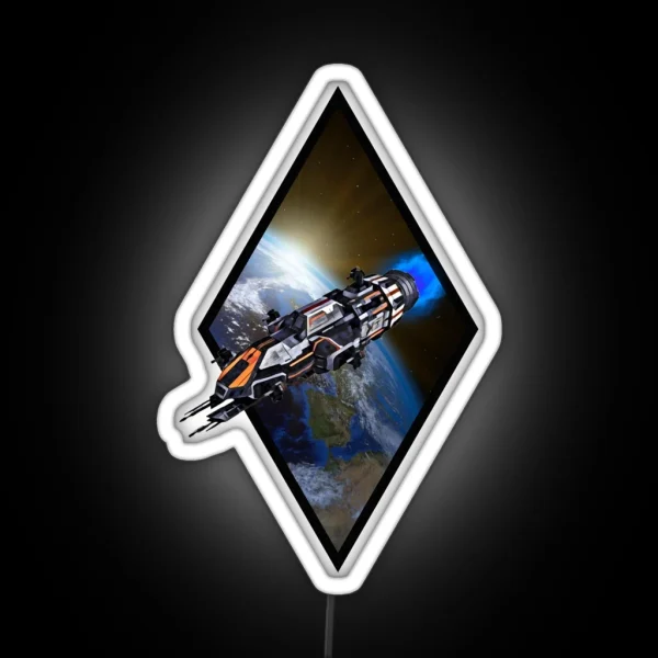 Rocinante Flying From Earth White Sci Fi RGB Neon Sign