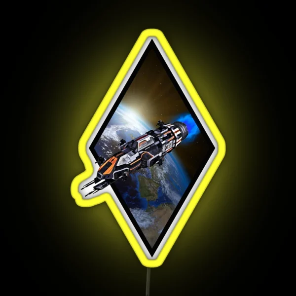 Rocinante Flying From Earth White Sci Fi RGB Neon Sign