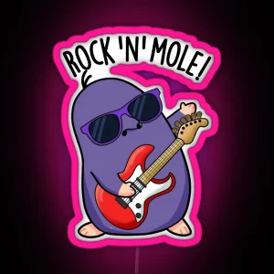 Rock N Mole Funny Animal Pun RGB Neon Sign