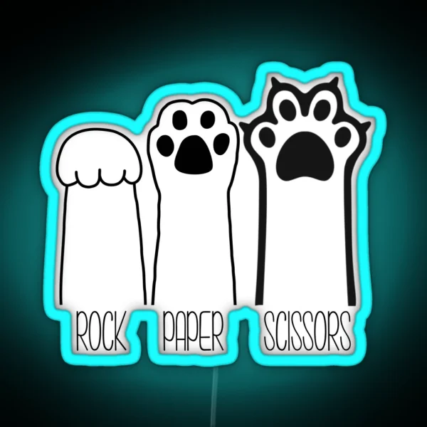 Rock Paper Scissors Cat Paws Funny Cat Lover RGB Neon Sign