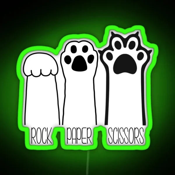 Rock Paper Scissors Cat Paws Funny Cat Lover RGB Neon Sign