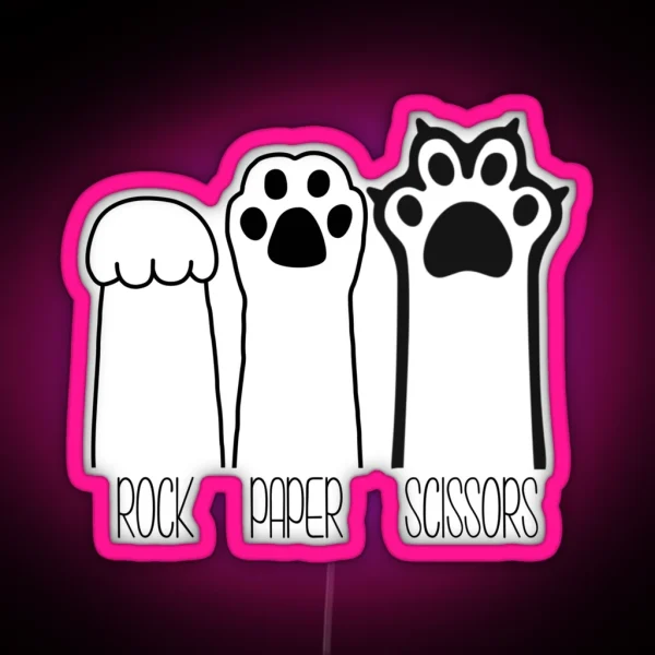 Rock Paper Scissors Cat Paws Funny Cat Lover RGB Neon Sign