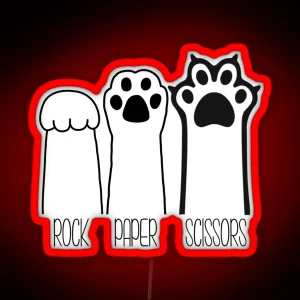 Rock Paper Scissors Cat Paws Funny Cat Lover RGB Neon Sign