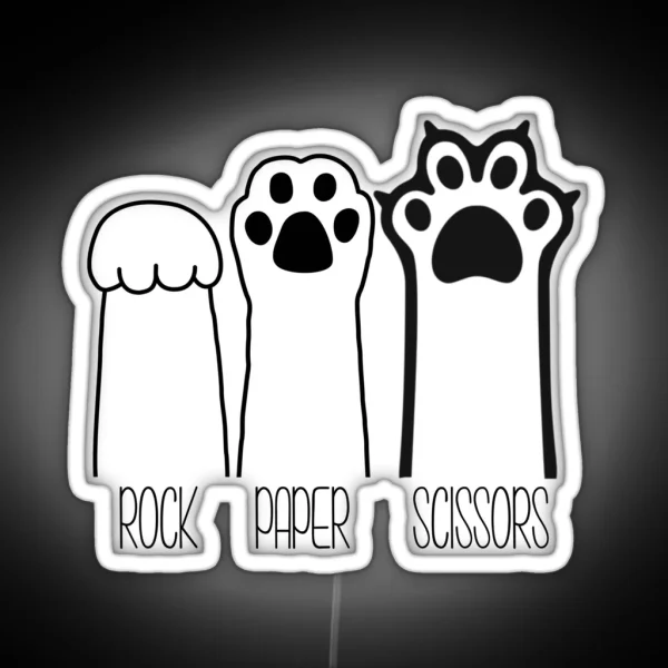 Rock Paper Scissors Cat Paws Funny Cat Lover RGB Neon Sign