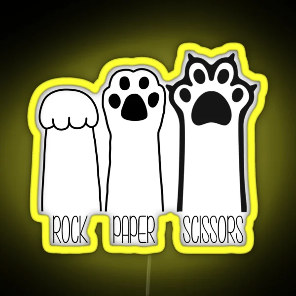 Rock Paper Scissors Cat Paws Funny Cat Lover RGB Neon Sign