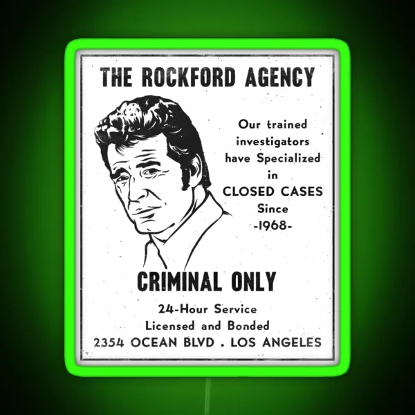Rockford Files Rockford S Yellow Pages RGB Neon Sign