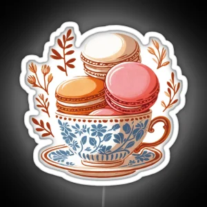 Rococo Tea Time Vintage Cup And Macarons RGB Neon Sign
