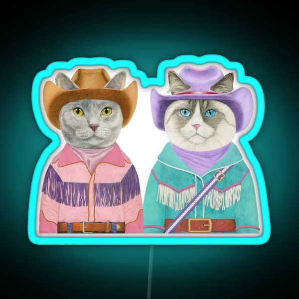 Rodeo Cats RGB Neon Sign