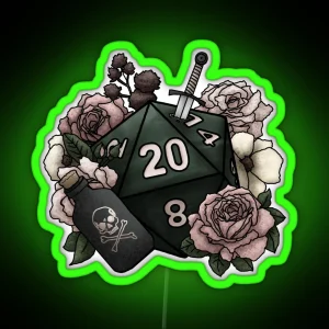 Rogue Class D20 Tabletop Gaming Dice RGB Neon Sign