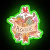 A vibrant RGB neon sign showcasing the Rogue Class in green.