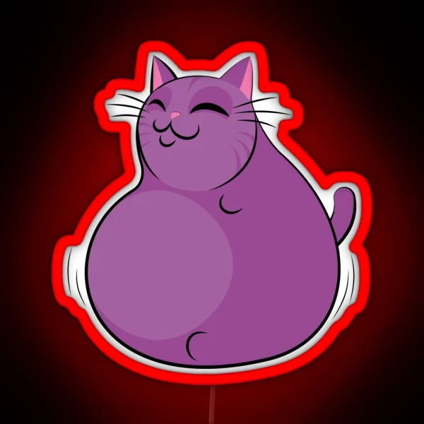 Roly Poly Fat Purple Cat RGB Neon Sign