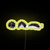 roly-poly isopod transitioning under vibrant rgb neon sign in bright yellow