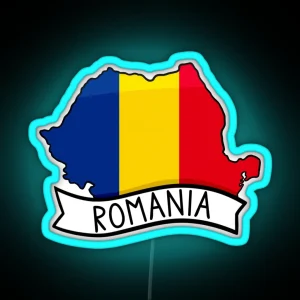 Romania Flag Map Led RGB Neon Sign