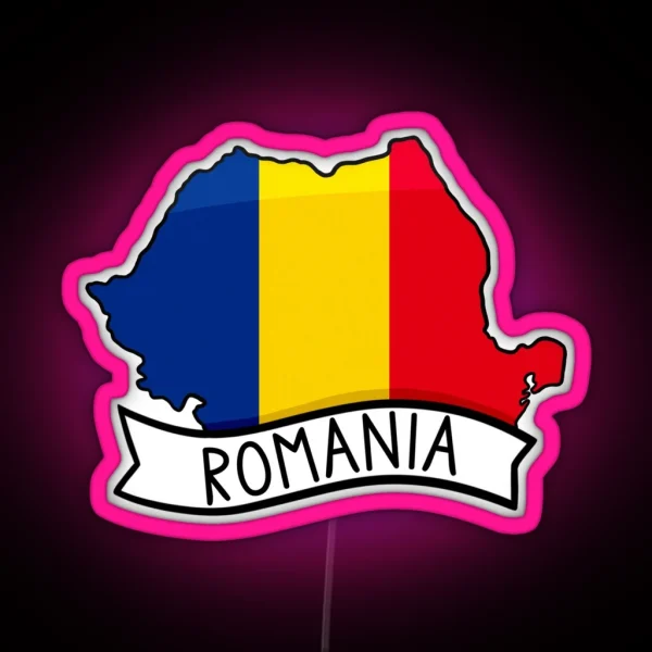Romania Flag Map Led RGB Neon Sign