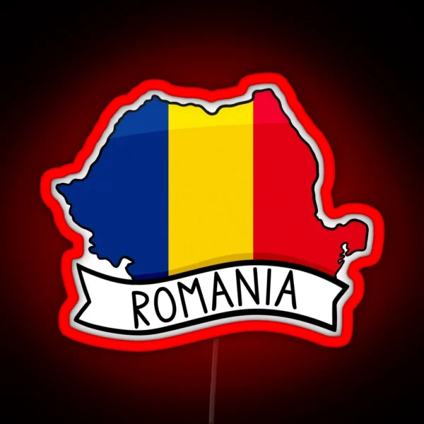 Romania Flag Map Led RGB Neon Sign