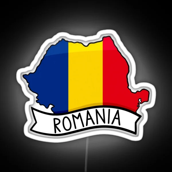 Romania Flag Map Led RGB Neon Sign