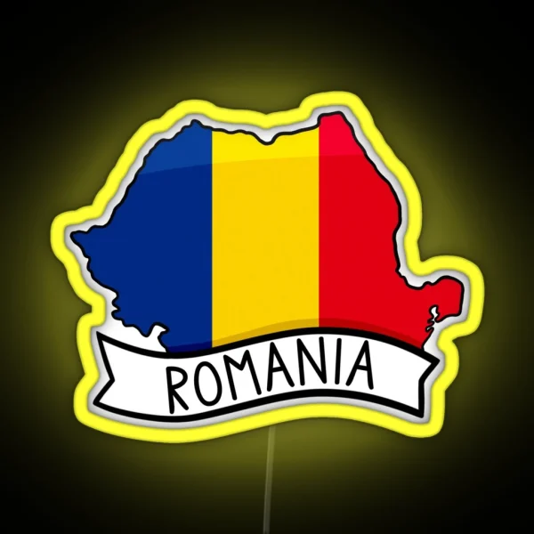 Romania Flag Map Led RGB Neon Sign