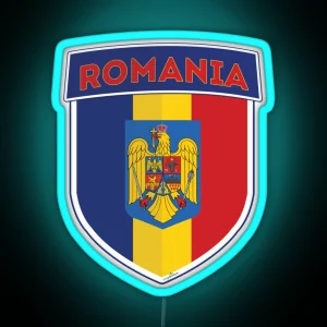 ROMANIA Flag Romanian Flag Shield Led Led 01 RGB Neon Sign