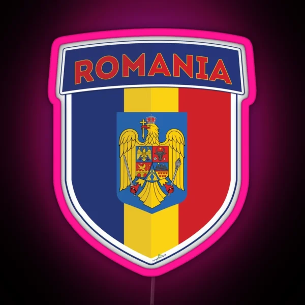 ROMANIA Flag Romanian Flag Shield Led Led 01 RGB Neon Sign