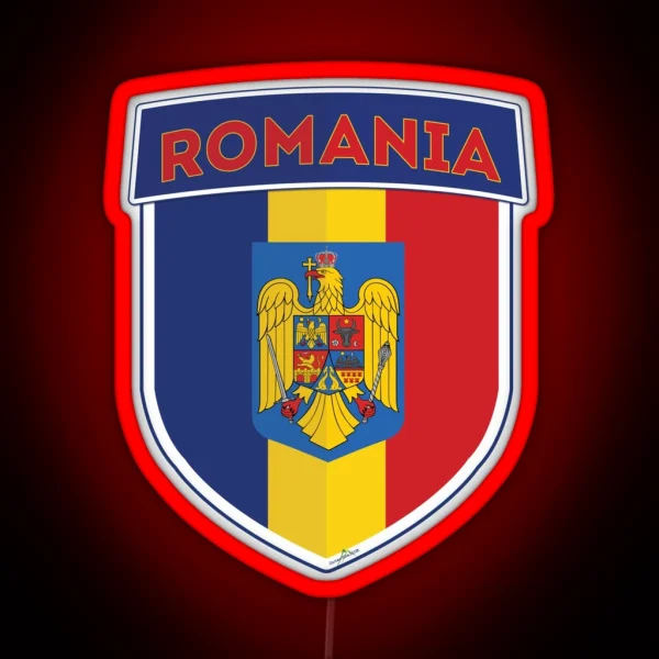 ROMANIA Flag Romanian Flag Shield Led Led 01 RGB Neon Sign