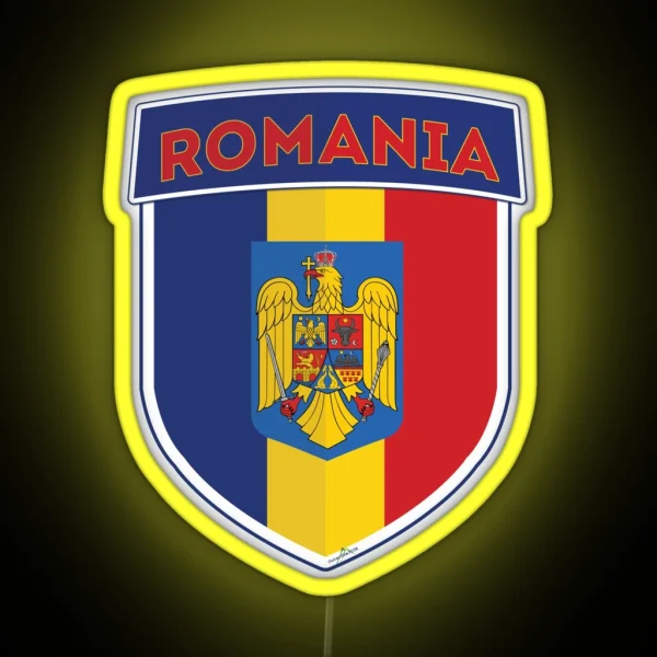 ROMANIA Flag Romanian Flag Shield Led Led 01 RGB Neon Sign