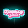 romantasy girlie neon sign with rgb lighting effects in blue tones.