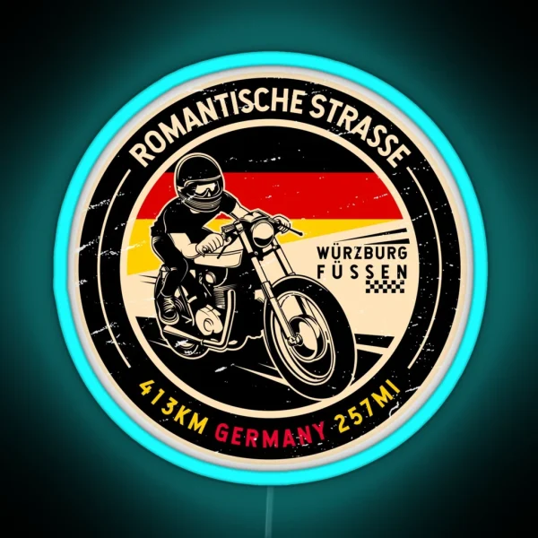 Romantische Strasse Germany Motorcycle RGB Neon Sign